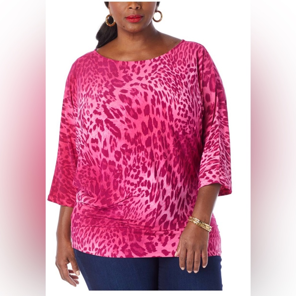 New with tags Iman Pink Leopard Animal Print Tunic 2X